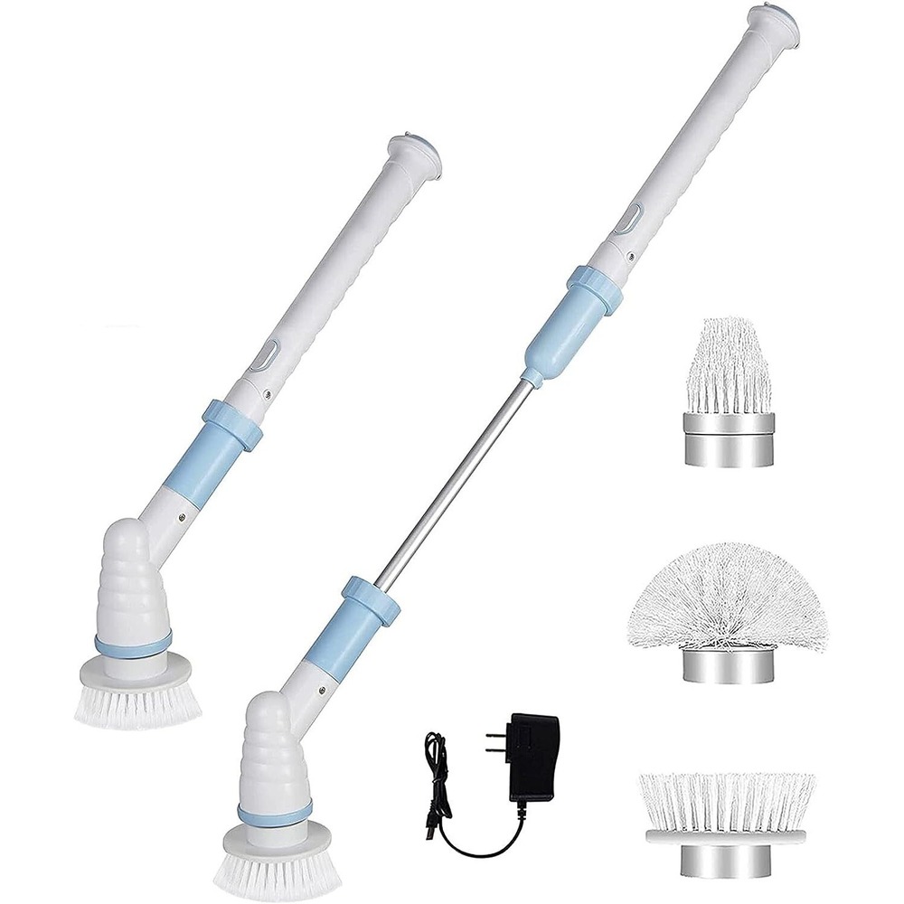 Home Essentials Cordless Electric Spin Scrubber 3 Brush Heads White